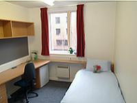 A typical guest room at Queen Mary University Accommodation