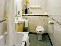 A typical bathroom at the Hyde Park Towers Hotel