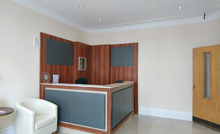 The front desk at Mina House Hotel London